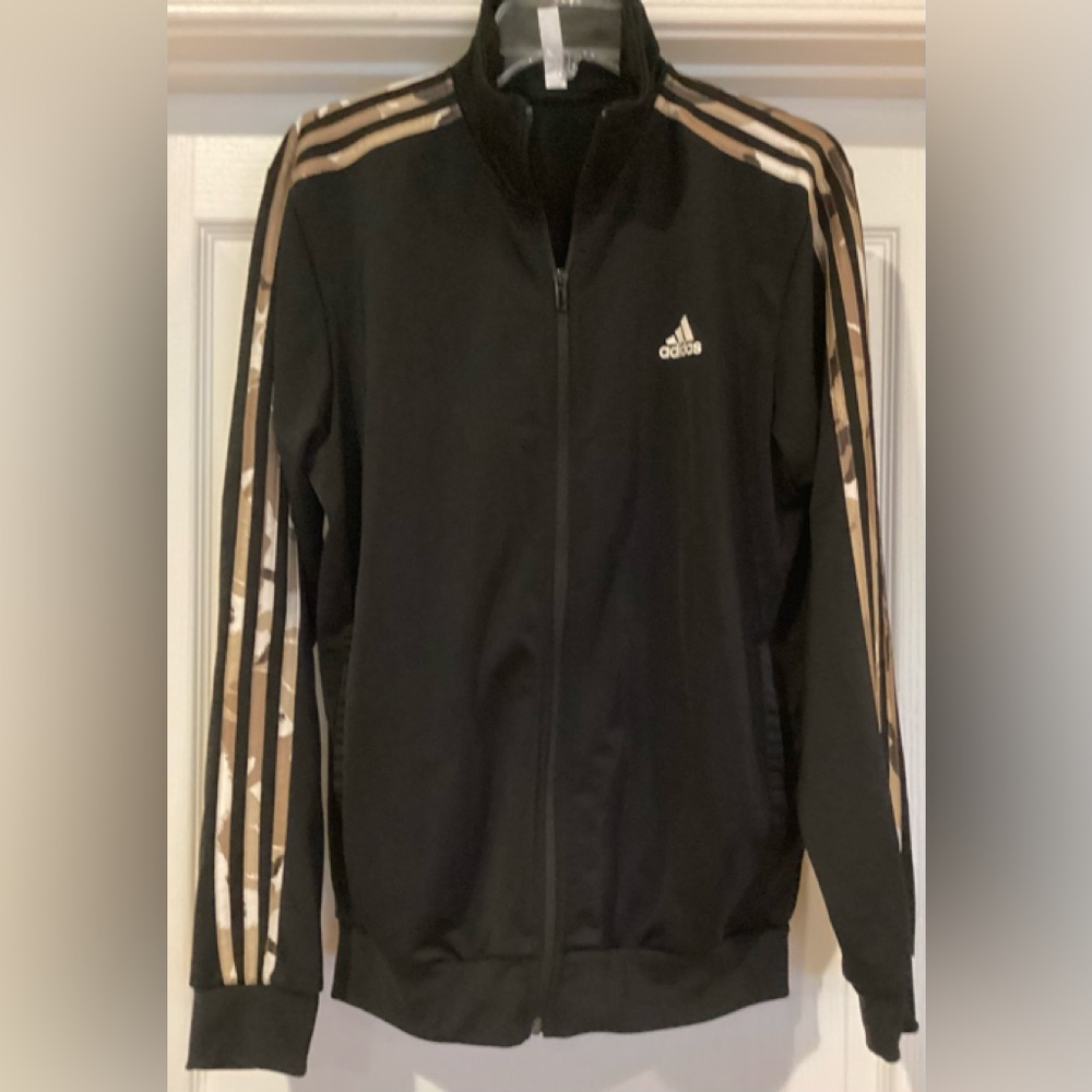Adidas Primegreen Black with Camo Stripes Zip Front Track Jacket Size M